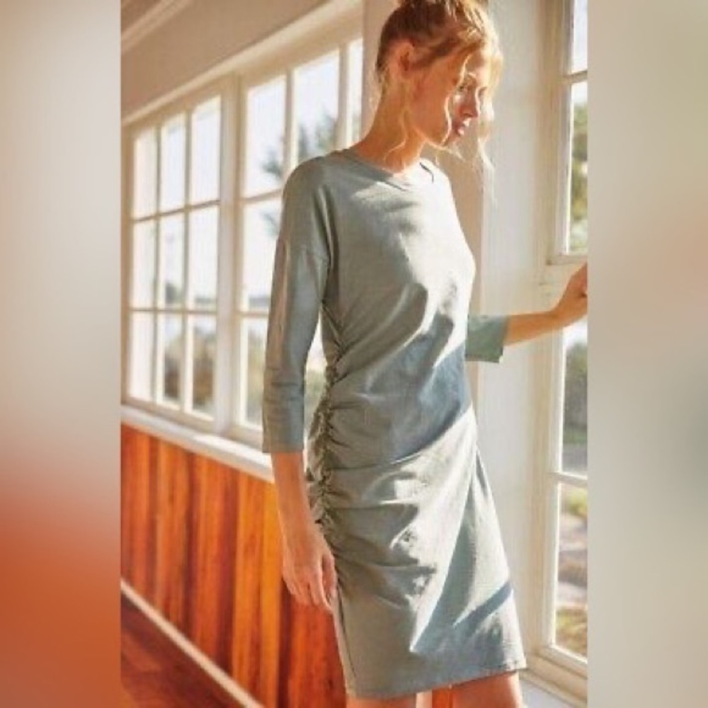 Sundry by Anthropologie | Shirred Mini Dress 3/4 Length Sleeves  Size 1 (Small)